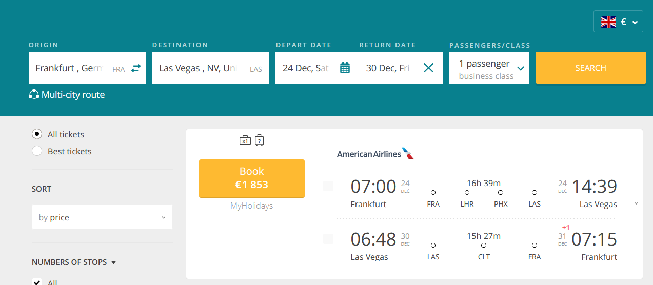 Fly In BUSINESS CLASS From Germany To Las Vegas, USA For Just € 1.853 ...