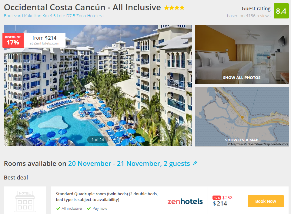 Cancun: Stunning 4* Occidental All Inclusive Resort, from only US$ 214 per night/room (17% OFF)! 2 Screenshot 2023 09 20 170142