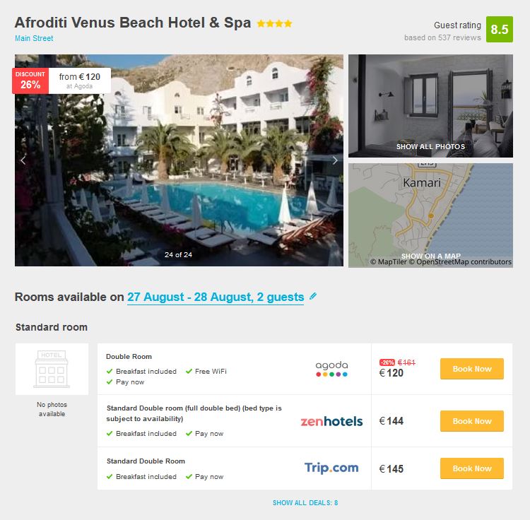 Santorini: Well Rated 4* Afroditi Venus Beach Hotel From Only €120 Per ...