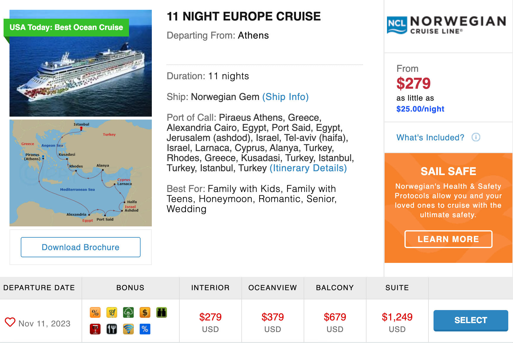 11 Night Eastern Mediterranean Cruise Deal