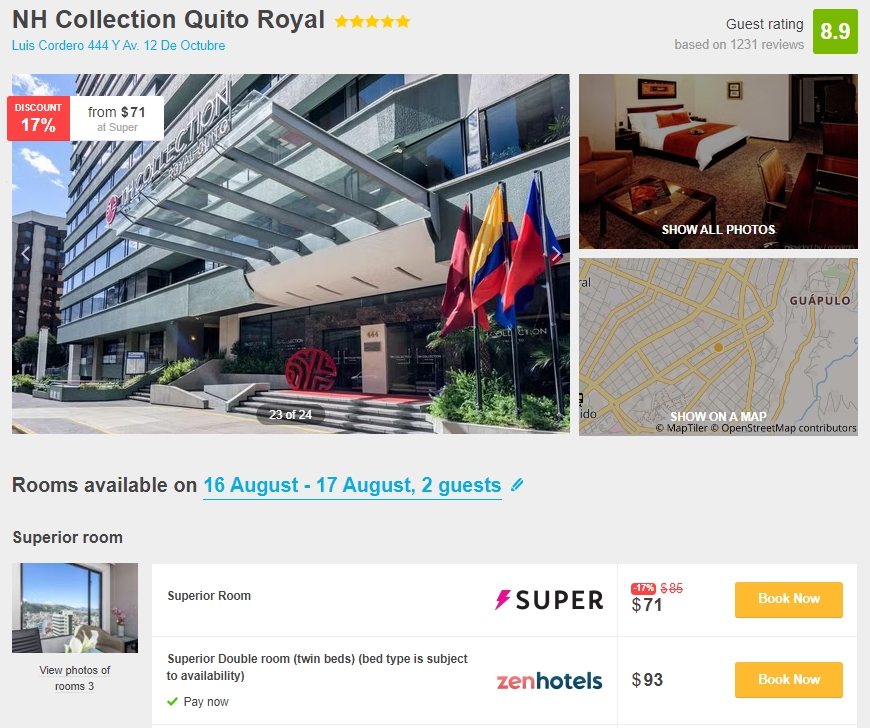 Hotel Deal In Quito, Ecuador Luxury 5star NH Hotel From Only US 71