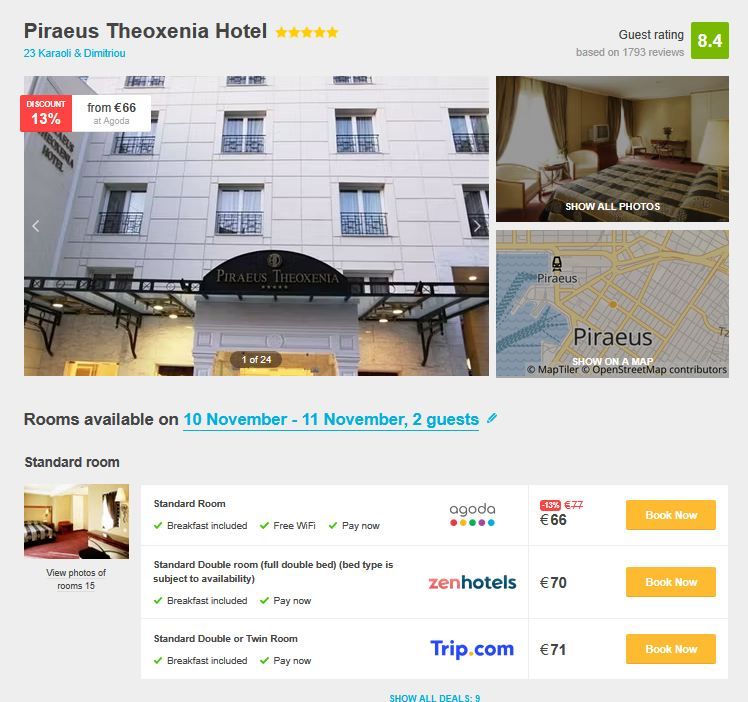 Greece: Stay at 5* Piraeus Theoxenia Hotel in Athens for only €66 /night/room (13% OFF) 1 2025 07 17 00 03 20 Piraeus 2025 11 10 2025 11 11 The best hotel deals – Mozilla