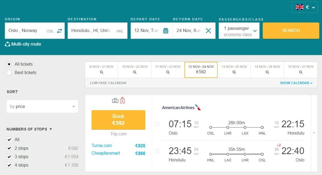 Cheap Flights From Oslo, Norway To Honolulu, Hawaii For Only €592