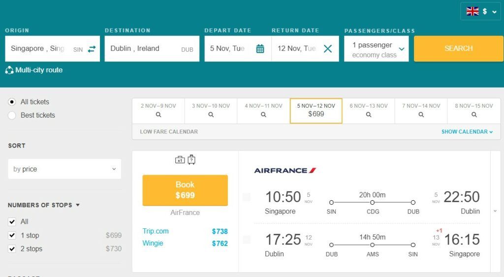 Cheap Flights From Singapore To Dublin, Ireland For Only US699 (round
