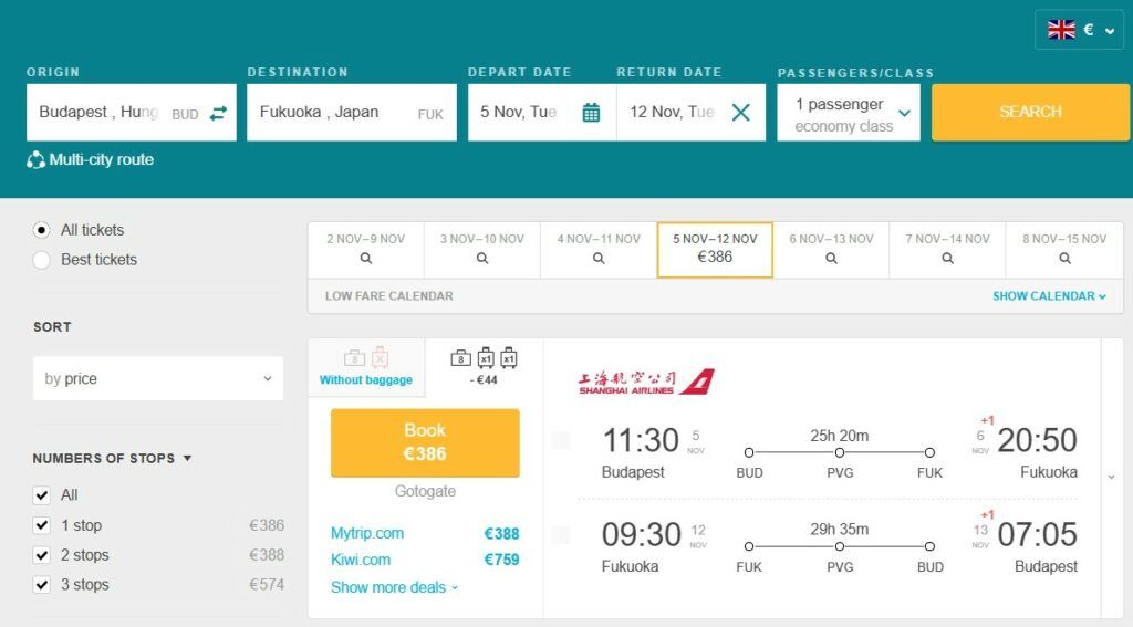 Cheap Flights From Budapest, Hungary To Fukuoka, Japan For Only €386