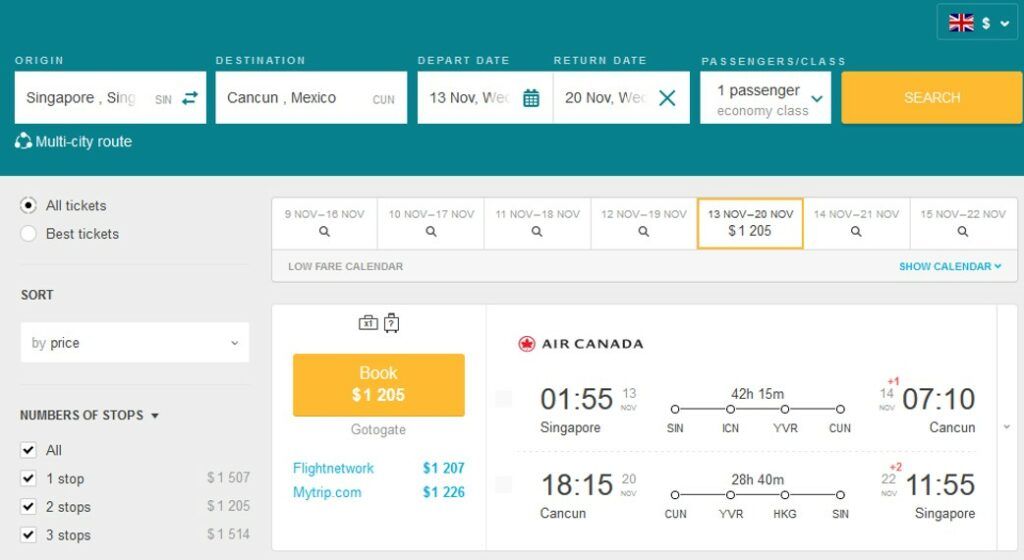 Cheap Flights From Singapore To Cancun, Mexico For Only US1,205 (round