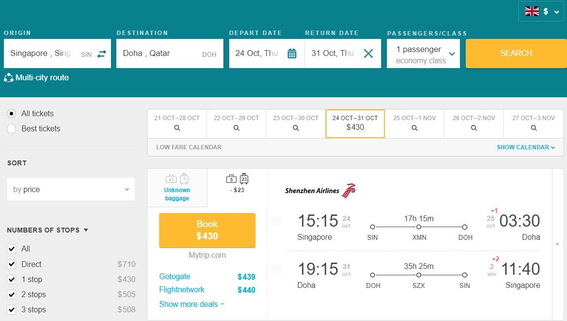 Cheap Flights From Singapore To Doha, Qatar For Only US430 (roundtrip