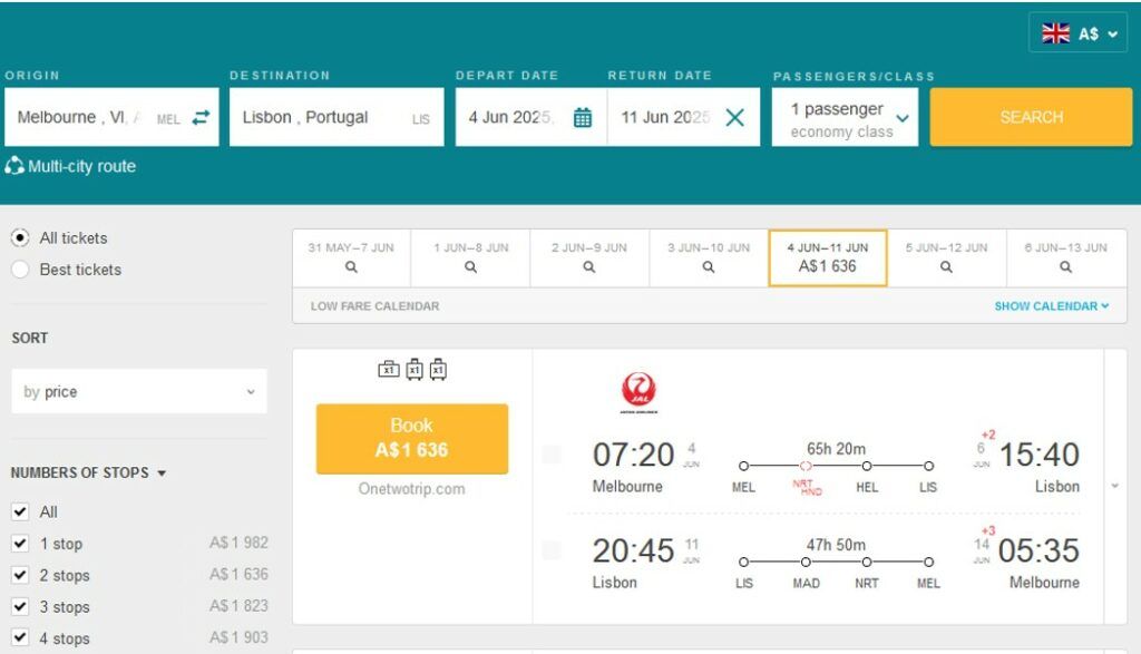Cheap Flights From Melbourne, Australia To Lisbon, Portugal For Only A