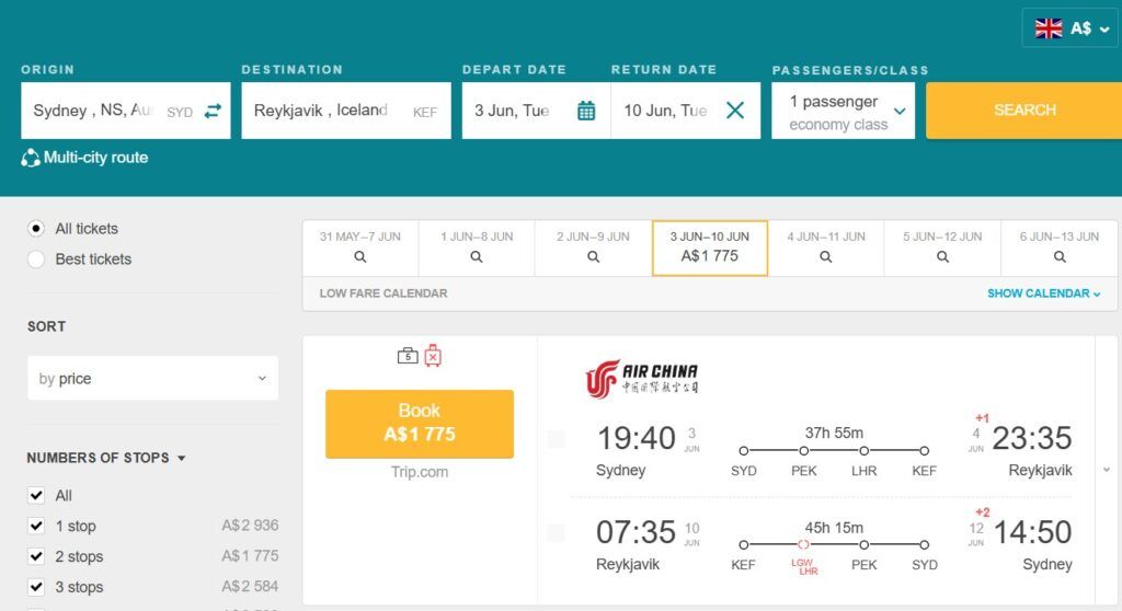 Cheap Flights From Sydney, Australia To Reykjavik, Iceland For Only A