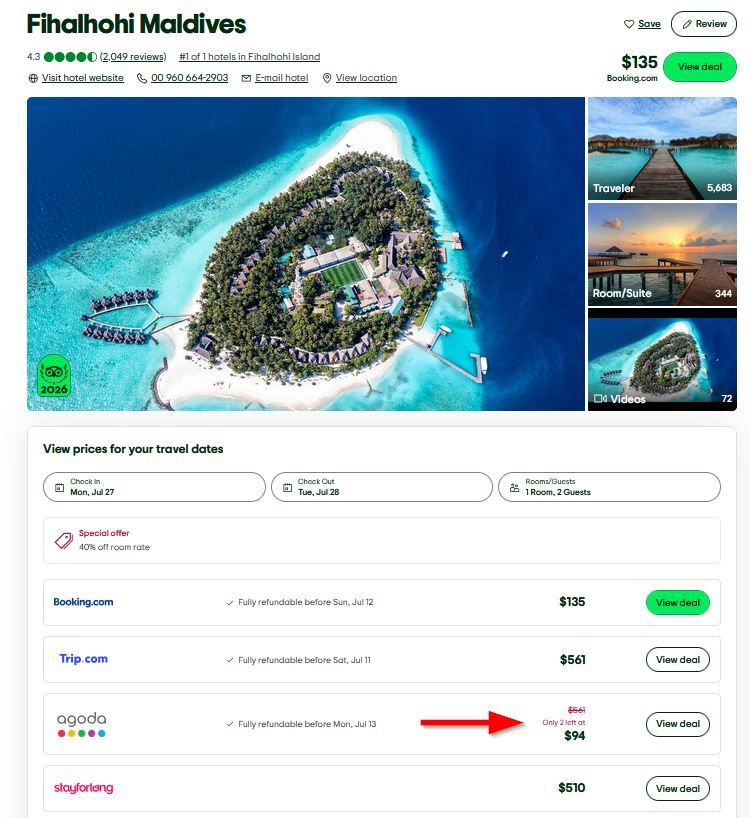 Maldives: 4* Fihalhohi Island Resort from US$94 / night / room (incl. breakfast & tax)! - 30% Off! 3 2026 06 16 21 50 05 FIHALHOHI MALDIVES Updated 2026 Prices Resort Reviews Fihalhohi Island — M