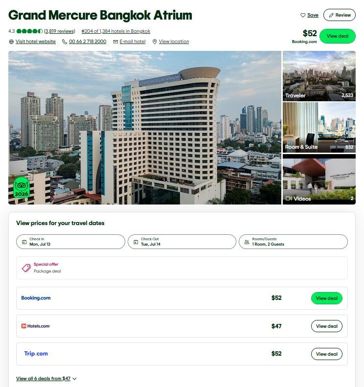 Bangkok, Thailand: Luxury 5-star Grand Mercure Bangkok Atrium from only US$47 / night / room 1 2026 06 30 23 54 00 GRAND MERCURE BANGKOK ATRIUM Updated 2026 Prices Hotel Reviews Thailand —
