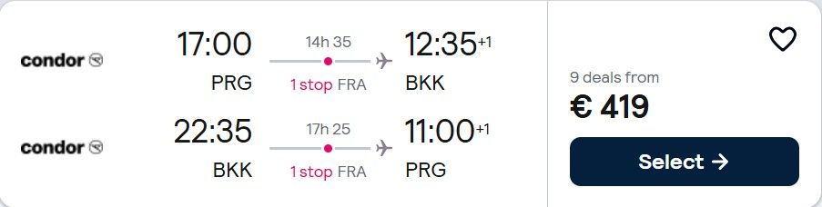 Fly from Prague, Czech Republic to Bangkok, Thailand for only €419 (round-trip) 1 PRG BKK 1