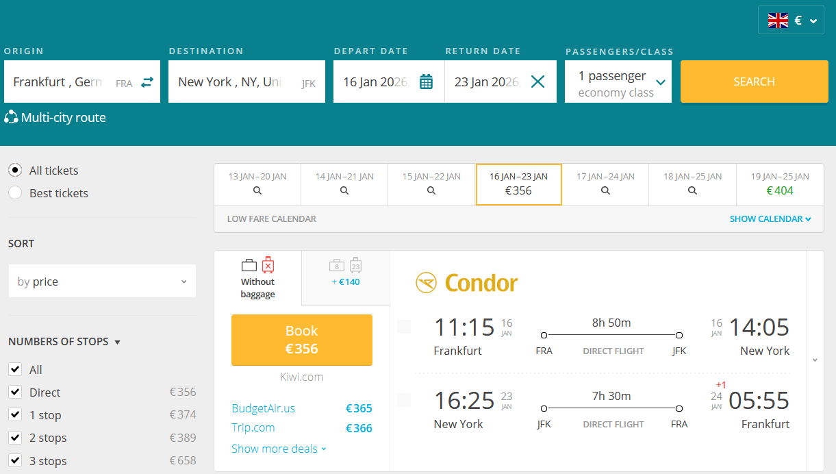 Cheap NONSTOP flights from Germany to New York, USA for only €356 (round-trip)! 35% OFF! 1 condor 1