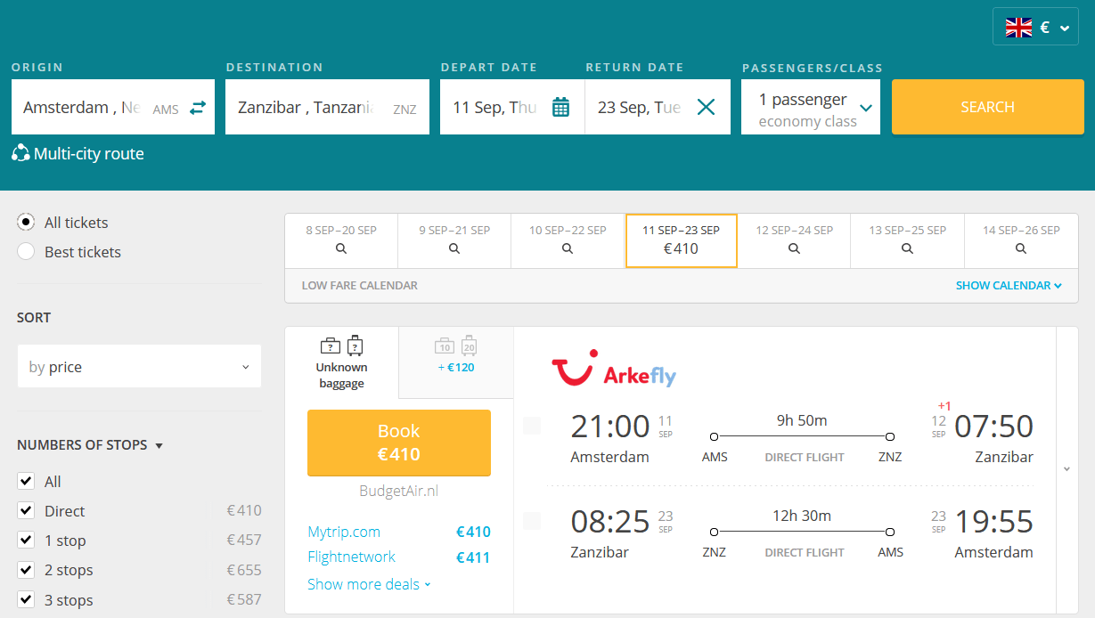 Fly from Amsterdam, Netherlands to Zanzibar for only €410 (round-trip) 1 Arkefly