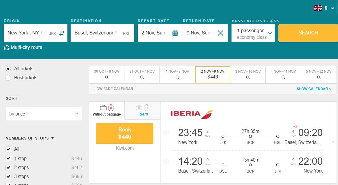 Cheap Flights from New York, USA to Basel, Switzerland for only US$446 (round-trip)! 1 JFK BSL