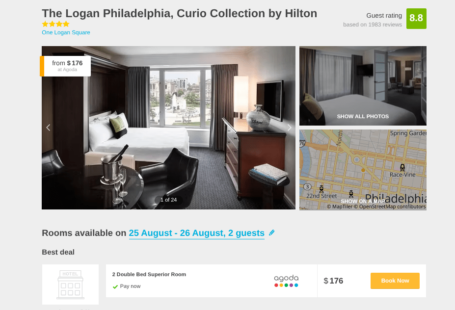 Philadelphia, USA: Luxury 4* The Logan Philadelphia, Curio Collection by Hilton from only US$176 / room/night 1 Screenshot 2025 08 16 19.43.59