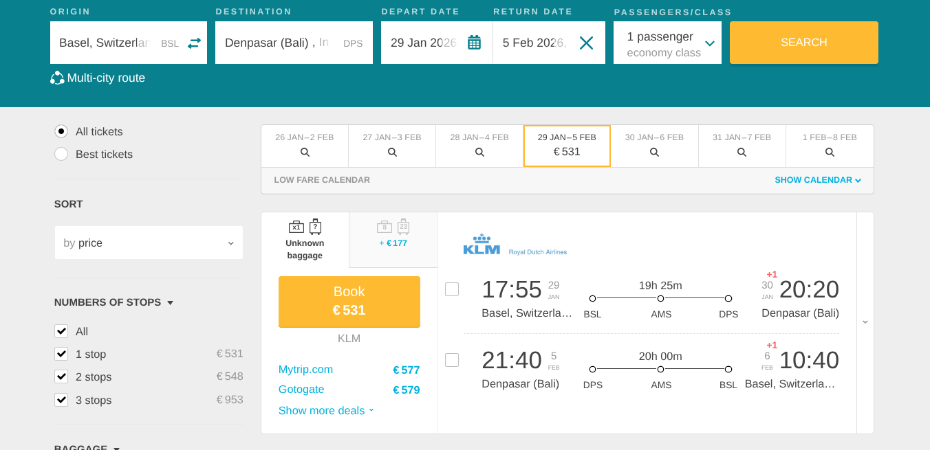 SALE! Fly in Economy from Switzerland to Bali, Indonesia for only €531 (round-trip) 1 Screenshot 2025 08 17 13.03.22