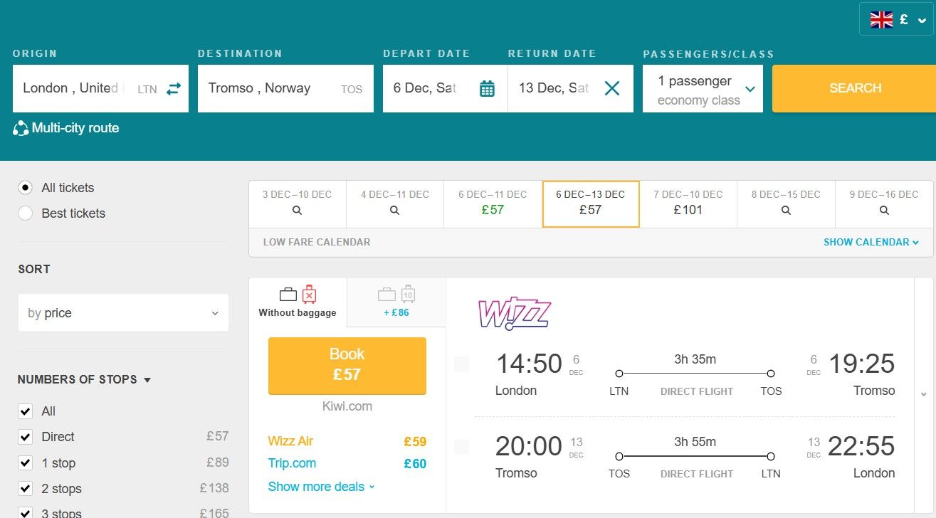 Fly from London, UK to Tromso, Norway for only £57 (round-trip) 1 LTN TOS