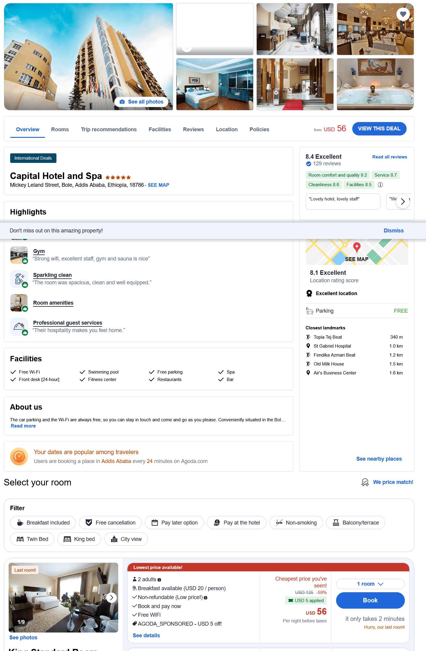 Addis Ababa, Ethiopia: Book a Luxury 5-star Capital Hotel and Spa from only US$56 / night / room (59% OFF)! 3 Capital Hotel and Spa