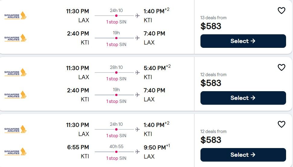 Cheap flights from California, USA to Phnom Penh, Cambodia for only US$ 583 (round-trip)! 1 lax kti