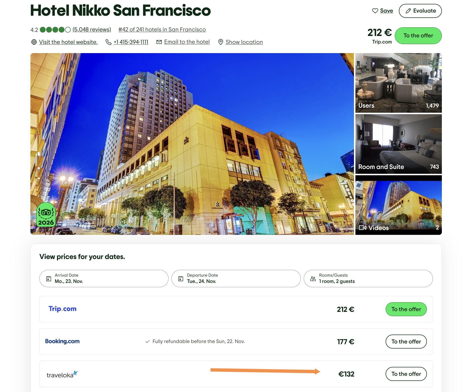 San Francisco: Stay at the Luxury 5* Hotel Nikko from only €132 per night / room. 2 Screenshot 20260810 130744