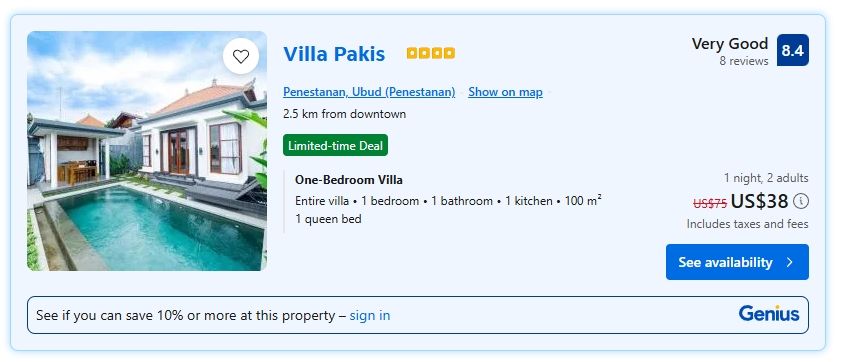 Bali: Top rated Pool Villa in Ubud from only US$ 38 / night (max 2 Pers.) incl. tax. 2 2026 09 15 11 55 26 Villa Pakis
