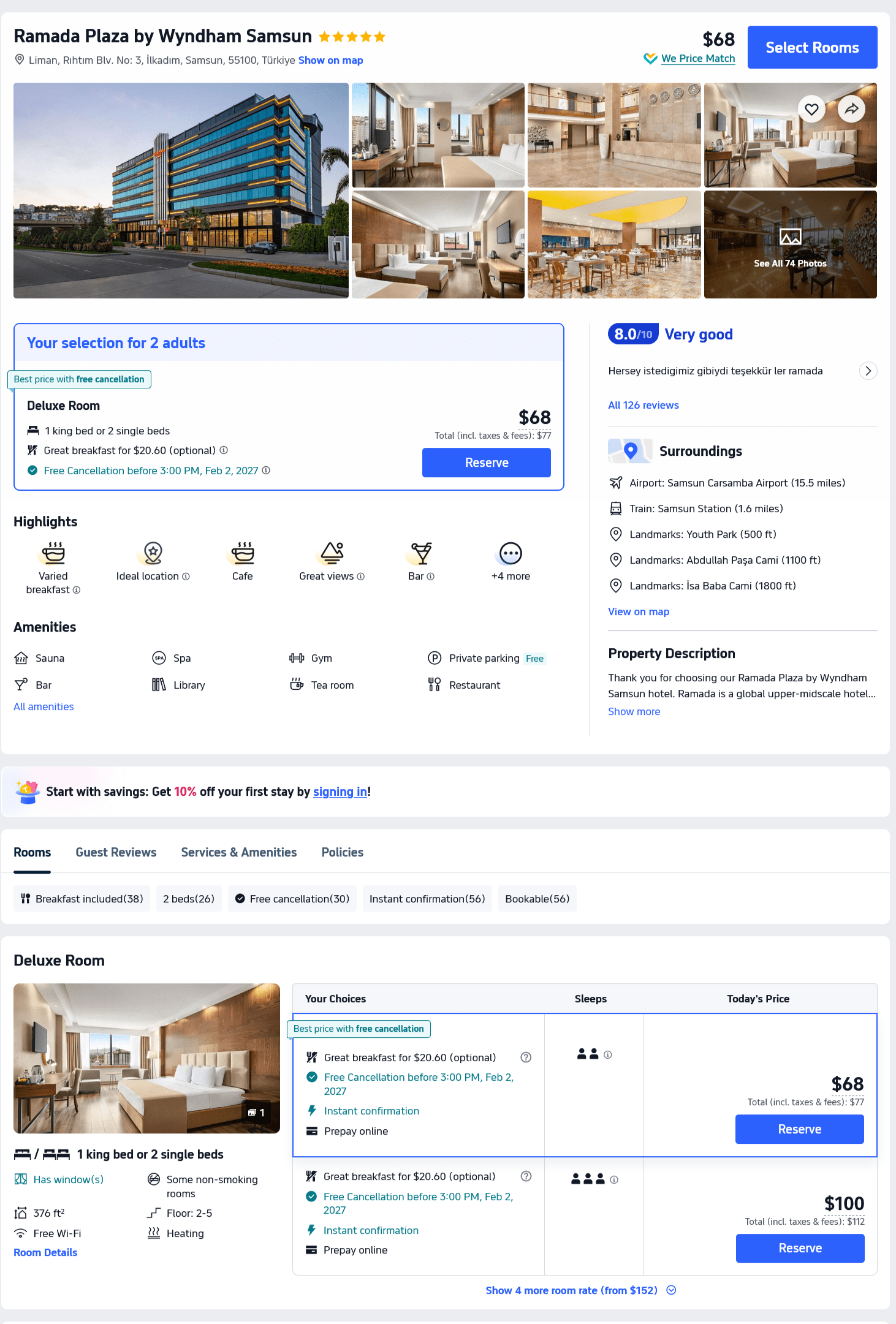 Samsun, Turkey: Top rated 5-star Ramada Plaza by Wyndham Samsun from only US$ 68 / night / room !! 3 Ramada Plaza by Wyndham Samsun