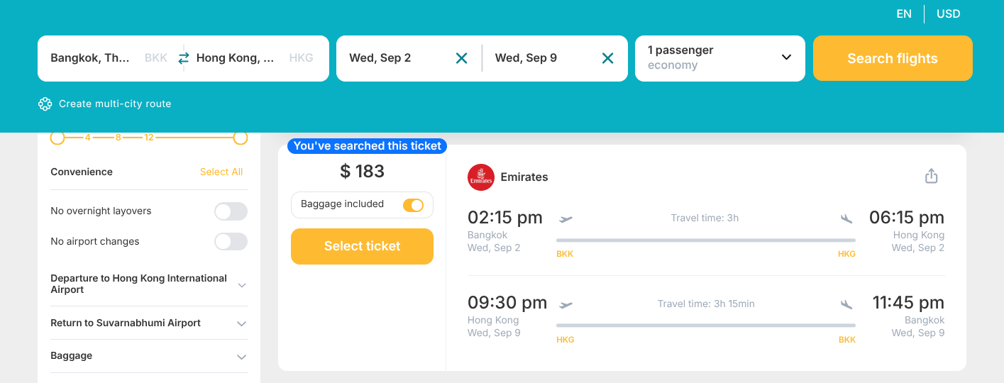 Hot Deal: Fly nonstop in 5* Airline from Thailand to Hong Kong from only US$180 (round-trip) 35% OFF! 1 Screenshot 2026 05 19 13.53.17