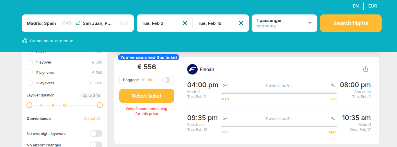 HOT!! Full-service nonstop flights from Spain to Puerto Rico from only €556 (round-trip) 39% OFF! 1 Screenshot 2026 07 15 12.21.23