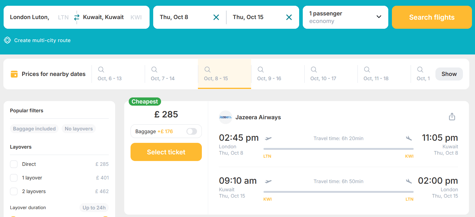 Hot Deal: Fly nonstop from UK to Kuwait from only £285 (round-trip) 35% OFF! 1 jazeera airways 1