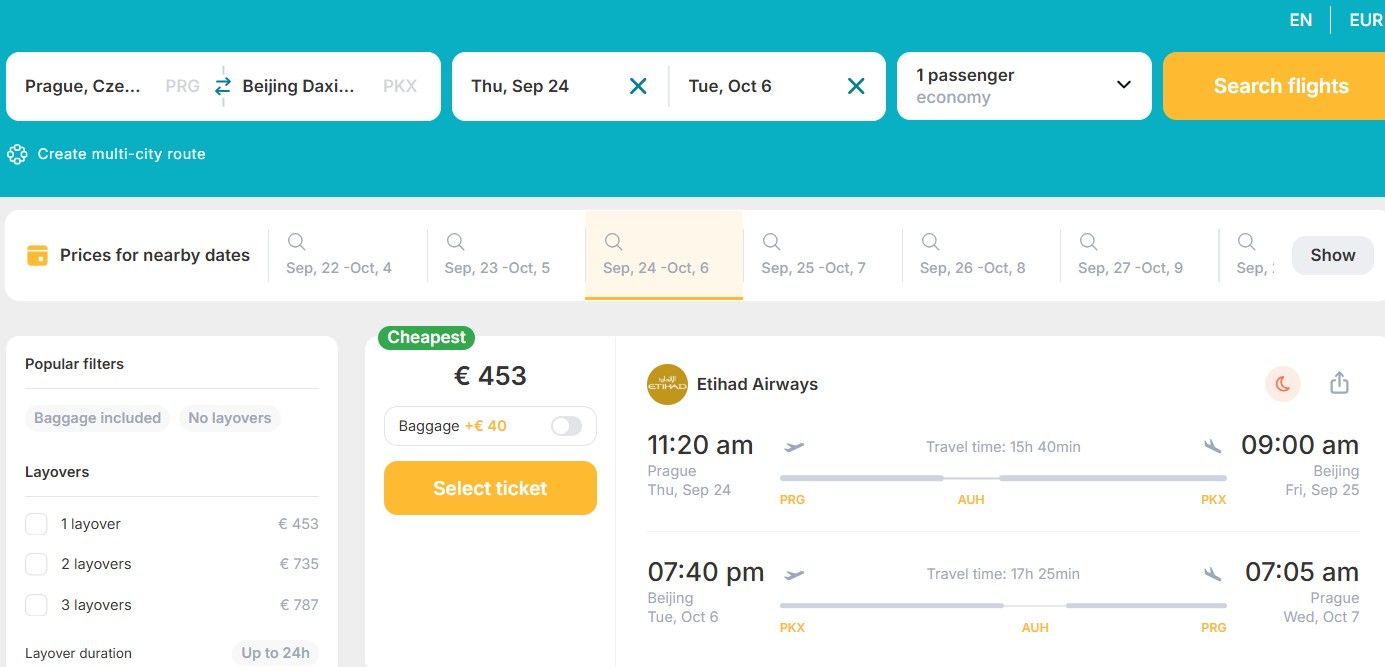 Cheap Flights from Prague, Czech Republic to Beijing, China for only € 453 (round-trip)! 1 prg
