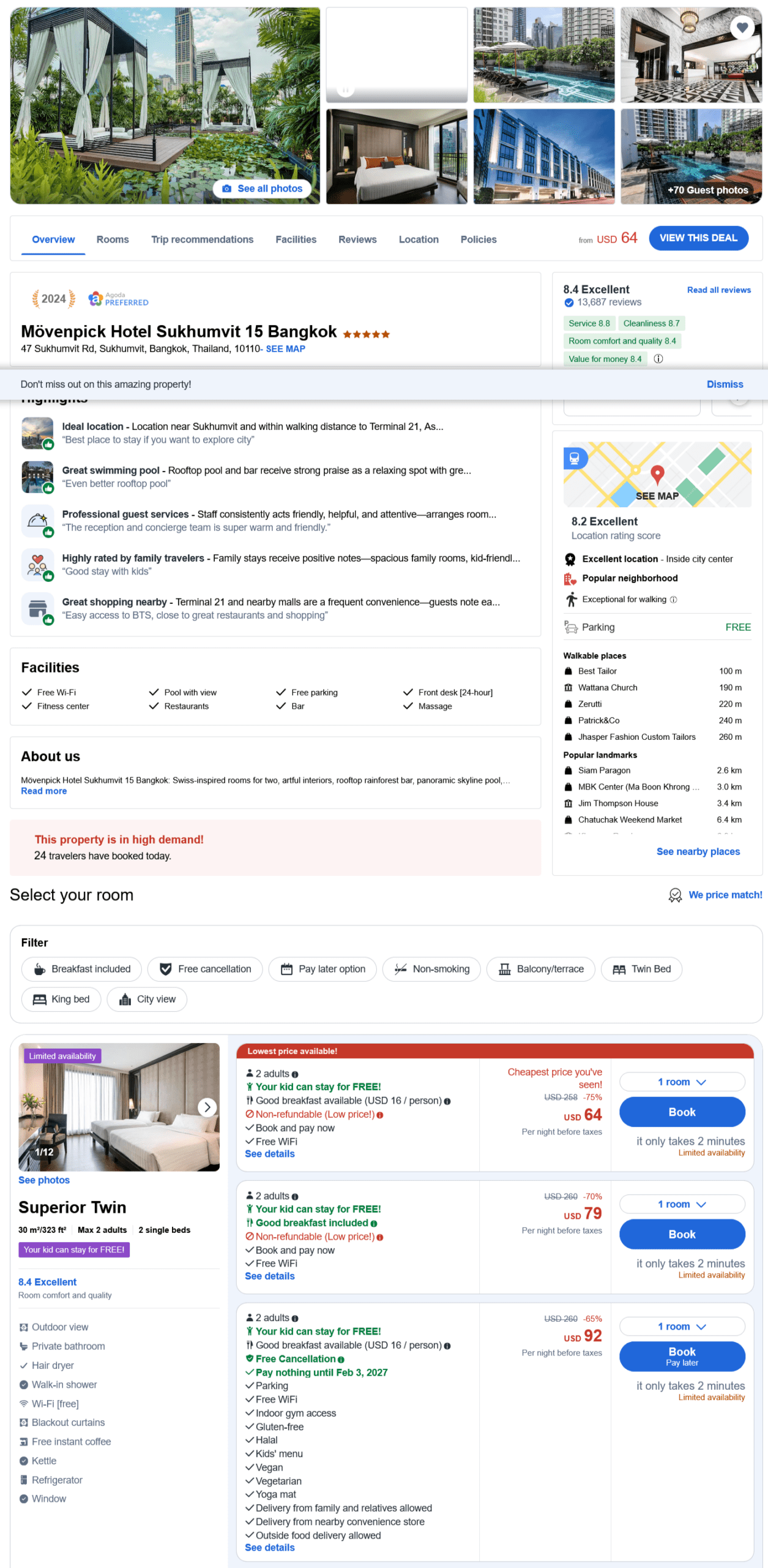 Bangkok, Thailand: Top rated 5-star Mövenpick Hotel Sukhumvit 15 from only US$64 / night / room (75% OFF)!!! 3 Movenpick Hotel Sukhumvit 15 Bangkok scaled