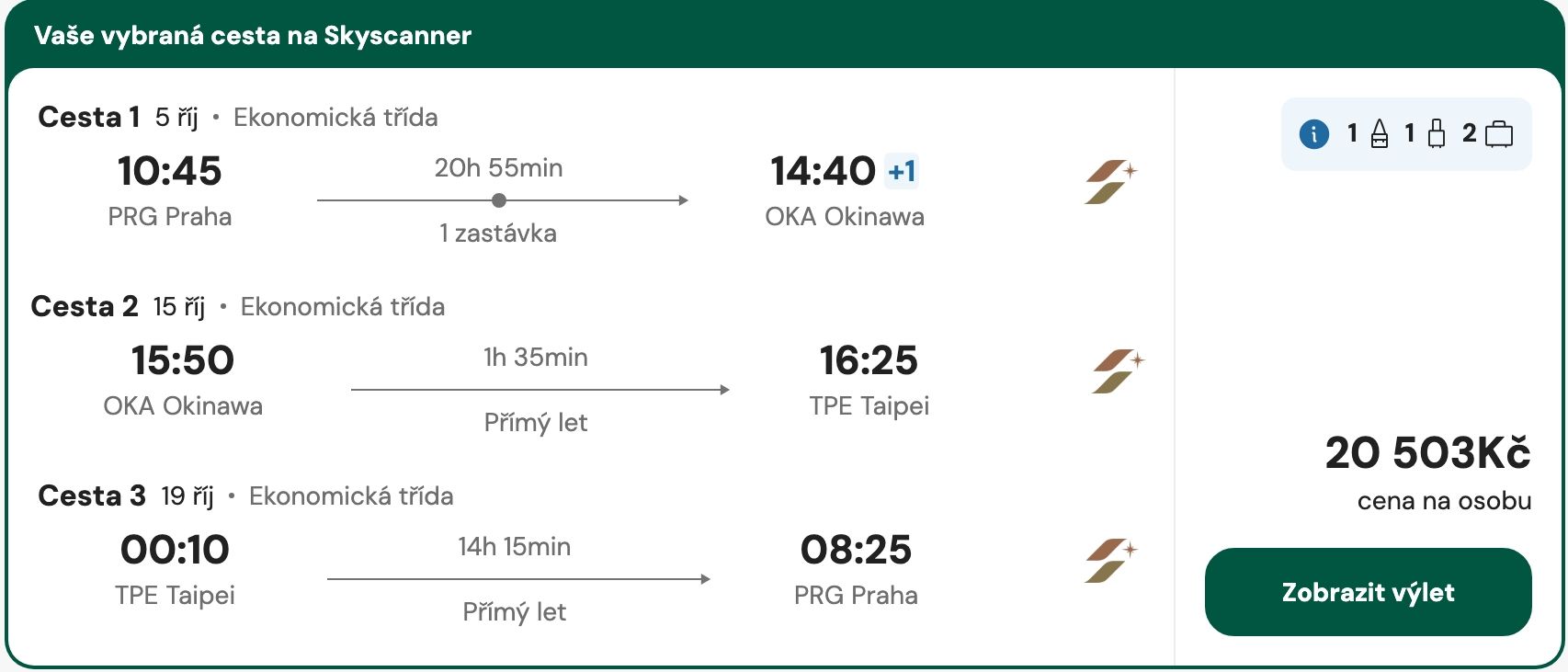Amazing 2in1 Trip: Visit Okinawa and Taipei from Prague for only €846 (RT) 1 Screenshot 15 7 2026 18942 cz.mytrip.com