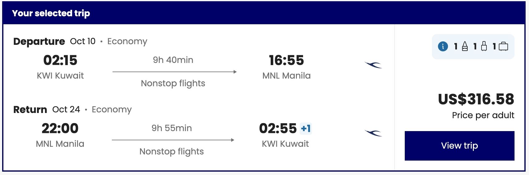 Direct Full-Service Flights from Kuwait to Manila, Philippines for $317 (round-trip) 1 Screenshot 24 7 2026 65751 us en.flightnetwork.com