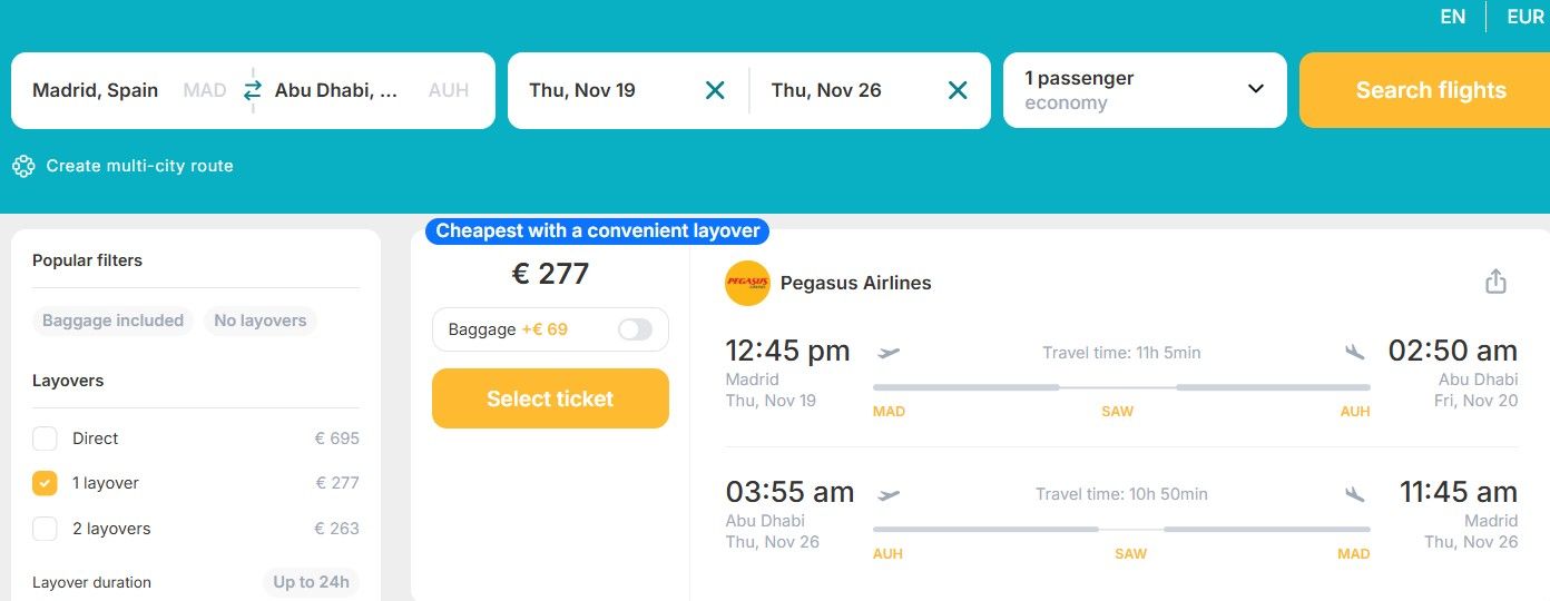 Cheap flights from Madrid, Spain to Abu Dhabi, UAE for only € 277 (round-trip)! 35% OFF! 1 mad auh