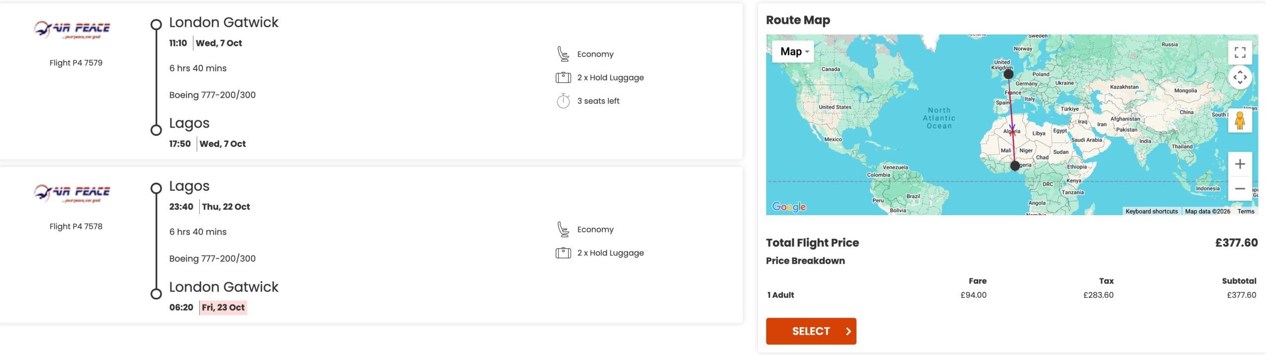 Nonstop Full-Service Flights from London, UK to Lagos, Nigeria from £378 (round-trip) 1 Screenshot 7 8 2026 104013 www.getaflight.co .uk scaled