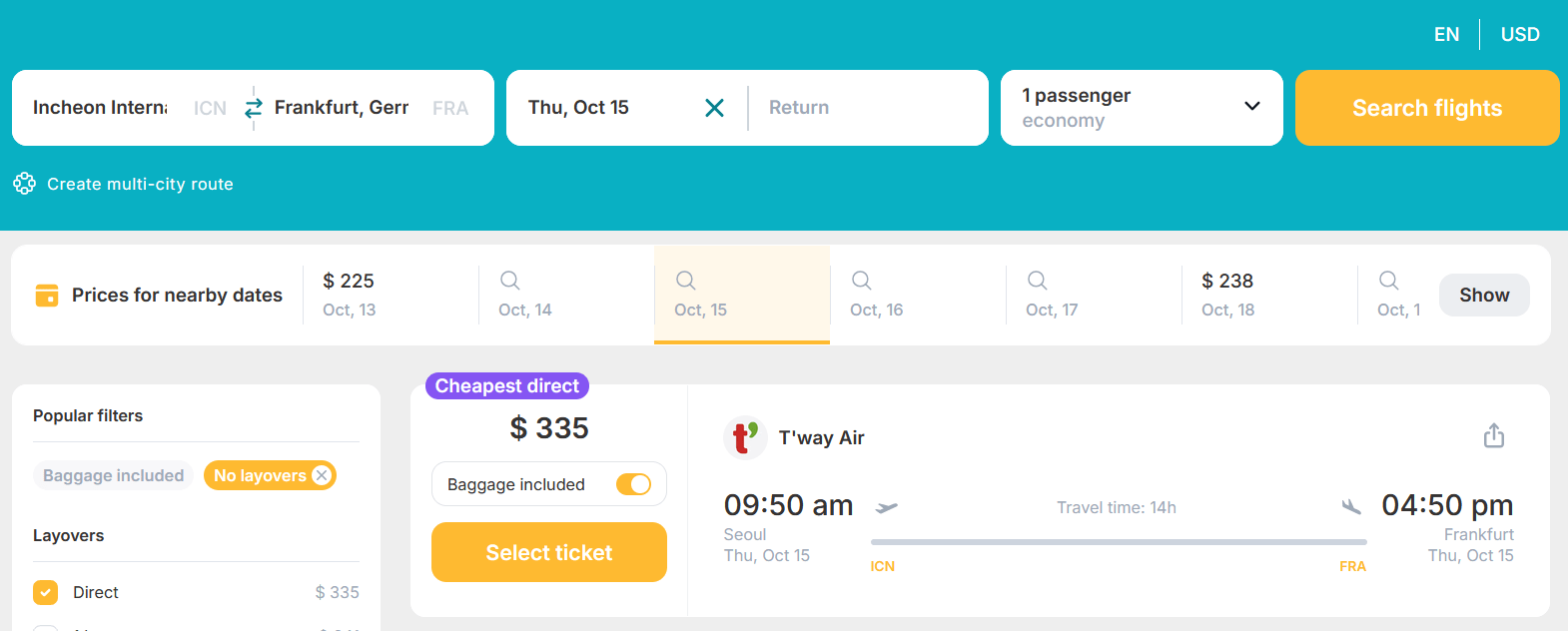 Hot! Fly NONSTOP from South Korea to Germany for just US$335 (one way) - 45% OFF! 1 tway air