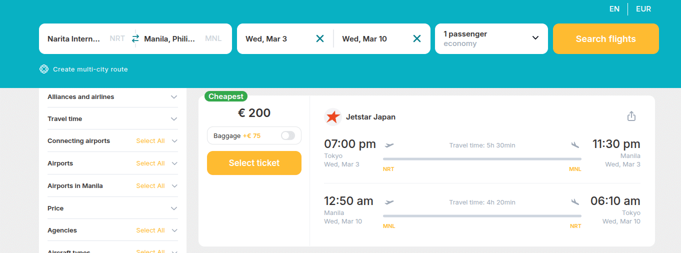 Cheap NONSTOP flights from Tokyo, Japan to Manila, Philippines for only US$ 200 (round-trip)! 30% OFF! 1 Screenshot 2026 09 28 17.43.10