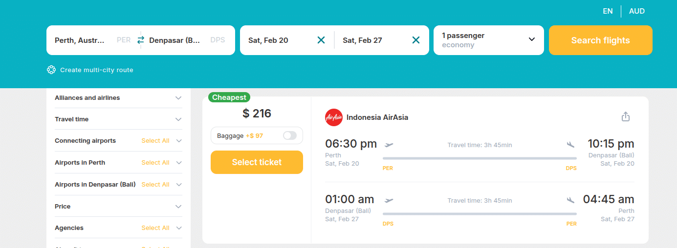 Cheap nonstop flights from Perth, Australia to Bali, Indonesia from only AUD$ 216 (round-trip)! 1 Screenshot 2026 10 05 16.26.41