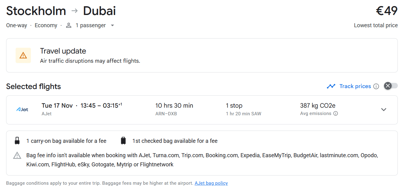 Hot! Fly from Sweden to the UAE for just €49 (one way) - 55% OFF! 1 ajet
