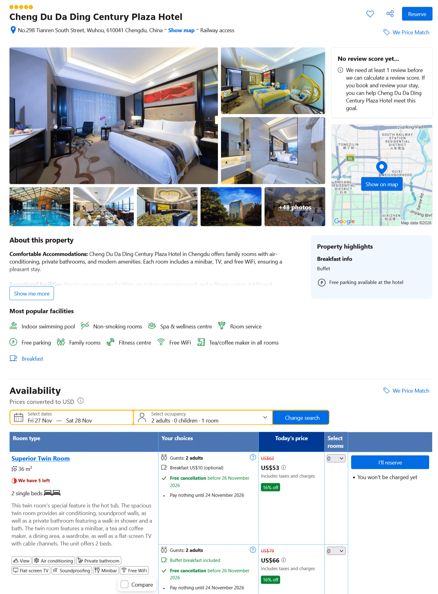 Chengdu, China: Luxury 5-star Dading Century Hotel South Railway Station from only US$ 53 / night / room 3 Cheng Du Da Ding Century Plaza Hotel